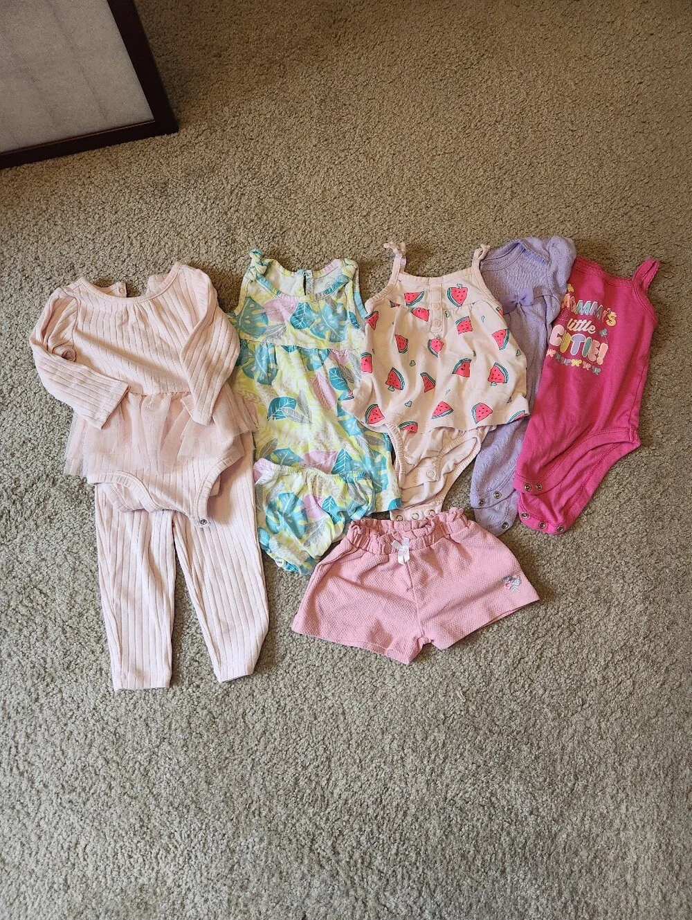 Mixed Lot 6-9m Baby Girl Clothes Pink Purple Shorts Bodysuits Dress Outfit